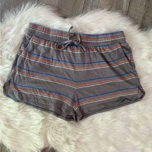 ALTERNATIVE | Retro Rainbow Striped Lounge Pajama Shorts with Pockets (L)
